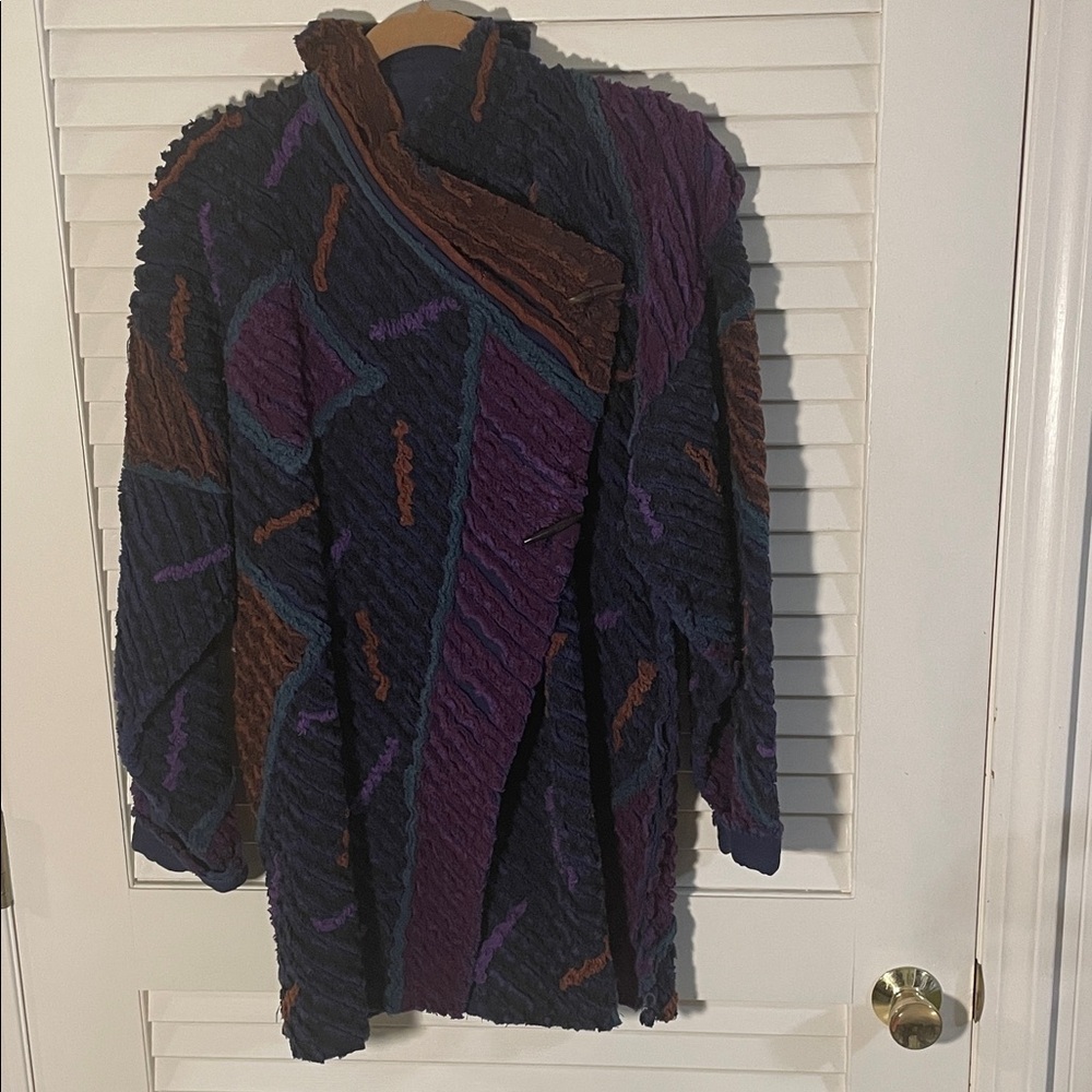 Tim Harding Multicolor Textured Sheared Horizontal Fabric Art Jacket